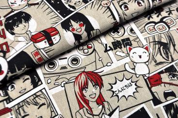 Dekostoff Leinenoptik - Manga 