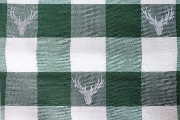 Dekostoff Jacquard beidseitig - Hirsch-Karo - Grün 