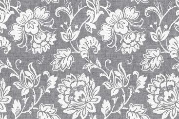 Outdoor-Dekostoff - Tropische Blumen - Grau 