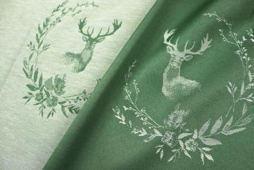Dekostoff Jacquard beidseitig - Hirsch-Siegel - Grün 