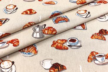 Dekostoff Leinenoptik - Croissants 