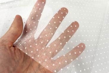 Organza beflockt - Tupfen - Weiß 