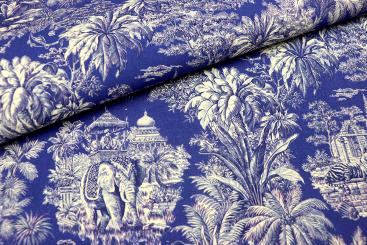 Baumwollstoff - Toile de Jouy - Mayani Blue 