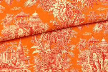 Baumwollstoff - Toile de Jouy - Mayani Orange 