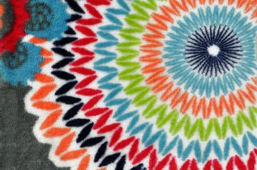 Wende-Kuschelfleece - Mandala - Grau/Bunt 