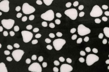 Fleece-Stoff - Pfötchen Flausch - Schwarz 