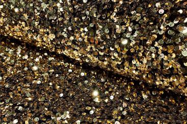 Pailletten auf Samt Gold