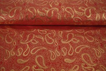 Brokat - Paisley - Rot/Gold 