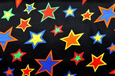 Kettsatin - Baumwolle/Viskose - Stars - Schwarz 