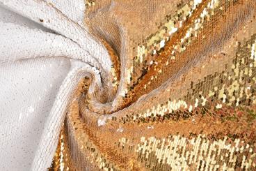 Wende-Pailletten-Stoff - Gold/Weiß 