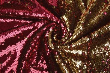 Wende-Pailetten-Stoff - Pink/Gold 