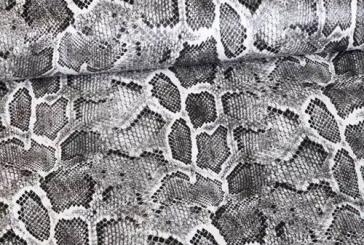 Stretch-Kunstleder - Schlange - Silbergrau 