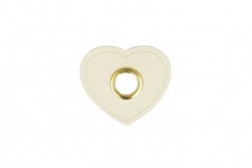 Ösen-Kunstlederpatch Herz - 4er-Pack - Creme 