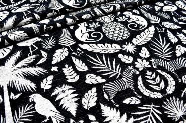 Wende-Jacquard Chenille - Afrika - Weiß/Schwarz 