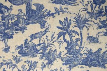 Möbelstoff Toile de Jouy - Athina - Blau - 280 cm 