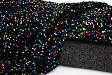 Pailetten auf Samt - Bunt 