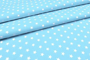Baumwollstoff - Small Stars - Hellblau/Weiß 