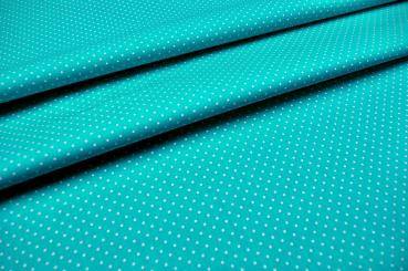 Patchwork-Stoff Léger - Small Dots - Petrol/Weiß 