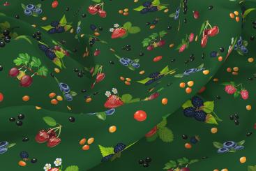 Baumwoll-Mundschutz - Garten-Beeren Dunkelgrün 