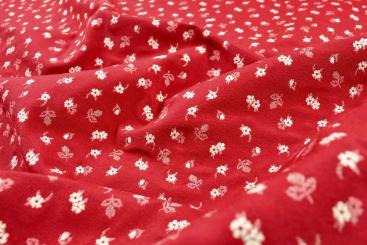 Möbelstoff Landhaus - Blümchen - Rot/Creme 