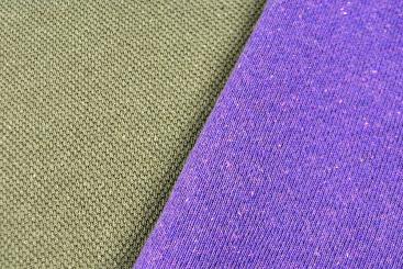 Strickstoff Doubleface - Army Grey/Lila 