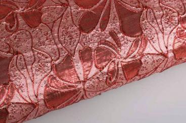 Brokat glänzend - Blumen - Rot 