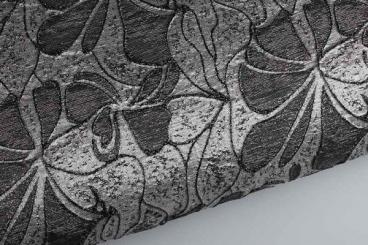 Brokat glänzend - Blumen - Schwarz 
