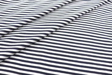 Viskosejersey - Matrosen-Streifen - Navy/Weiß 