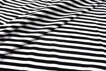 Viskosejersey - Querstreifen - Schwarz/Weiß 