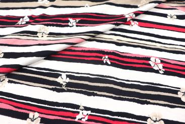 Viskosejersey - Streifen mit kleinen Blüten 