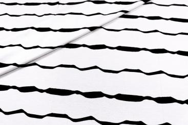 Viskosejersey - Irregular Stripes - Weiß/Schwarz 