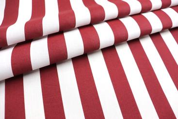 Baumwoll-Dekostoff - Blockstreifen - Bordeaux/Weiß 