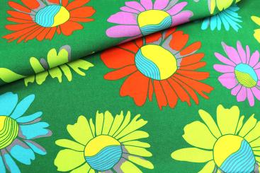 Baumwoll-Dekostoff - Big Retro Flower - Grün 