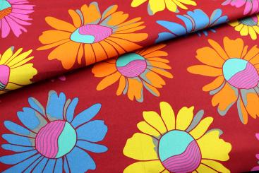 Baumwoll-Dekostoff - Big Retro Flower - Rot 