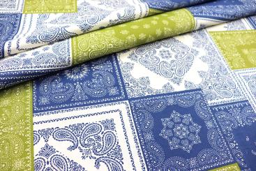 Baumwoll-Dekostoff - Paisley Patchwork - Grün/Blau 