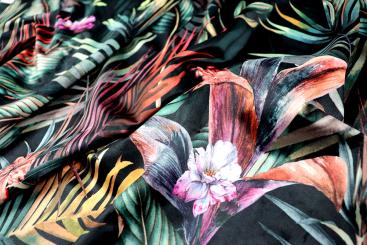 Samt-Dekostoff - Digitaldruck - Tropical Night 