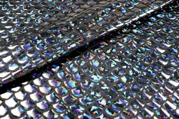 Tanzkleiderstoff Hologramm - Schuppe - Schwarz 