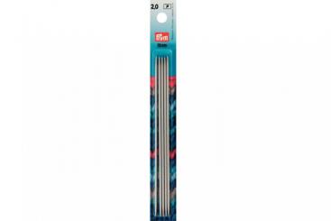 Strumpfstricknadeln Prym 15 cm - 2,0 mm Grau ALU 