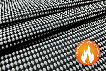 Akustikstoff - Trevira CS - permanent schwer entflammbar - Schwarz/Grau 