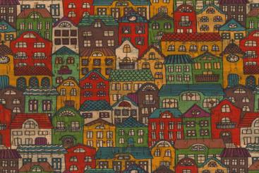 Kork-Stoff - Bunte Häuschen 