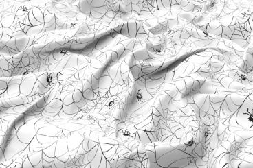 Universalstoff - Spinnen im Netz - Weiß/Schwarz 