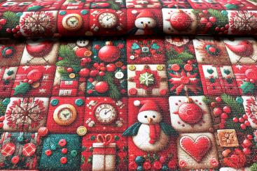 Weihnachtsstoff Glitzer - Red Christmas - 280 cm 