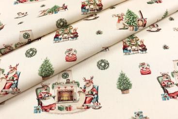 Weihnachtsstoff Baumwolle - Rentier-Familie 