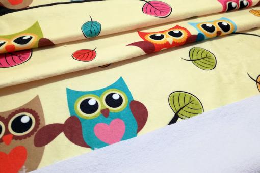 Frottee-Fleece - Kuschel-Eulen