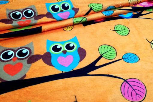 Frottee-Fleece - Kuschel-Eulen