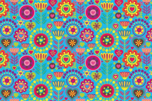 Blackout perm. schwer entflammbar - Retro-Blumenwiese