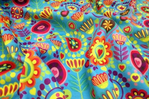 Fleece-Stoff - Retro-Blumenwiese