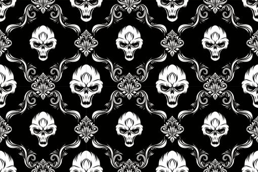 Satin - Totenkopf-Ornamente