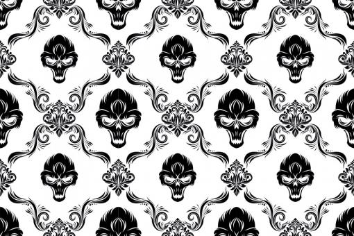 Satin - Totenkopf-Ornamente