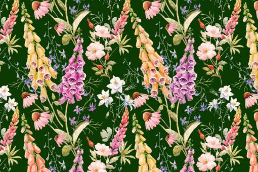 Samt-Stoff - Wildblumen-Variation